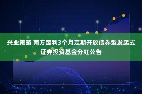 兴业策略 南方臻利3个月定期开放债券型发起式证券投资基金分红公告